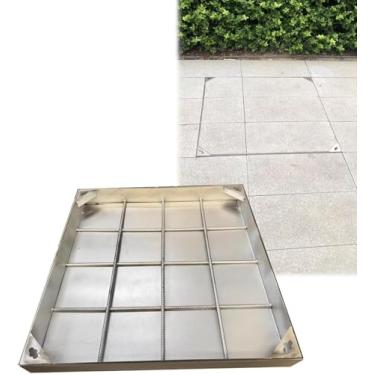Imagem de uhyOHF Tampa quadrada de fossa séptica, tampas de bueiro ao ar livre, tampa de bacia de esgoto embutida 20 22 24 26 27 30 32 36 99 cm, para pátio/jardim/garagem/rodovia (uma cor - 11,8 x 21,7 pol/30 x