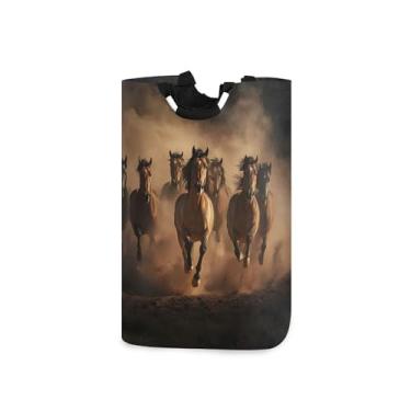Imagem de xigua Cavalo marrom grande cesto de roupa suja com alça, cesto de roupas dobrável para organização de brinquedos e roupas no quarto, banheiro e lavanderia