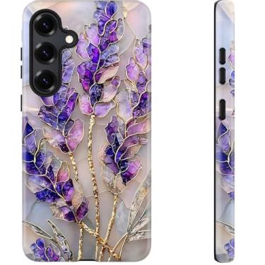 Imagem de DEENAKIN Capa fofa para Samsung Galaxy S25 Plus - compatível com carregamento sem fio - silicone macio de camada dupla + capa dura - design elegante de flores silvestres - capa de telefone chique para