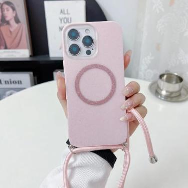 Imagem de Linda alça transversal magnética com glitter para iPhone 16 E 15 Pro Max 14 13 12 11 Pro, rosa, para iPhone 16e