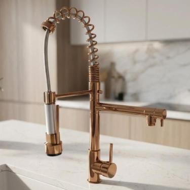 Imagem de Torneira Cozinha Gourmet Monocomando Rosê Premium 50 Cm - STILLUS HOME