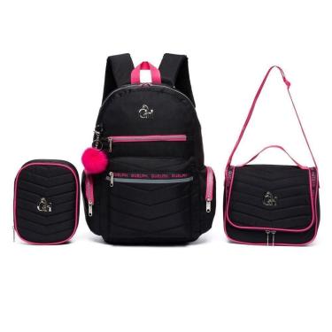 Imagem de Kit Mochila Escolar Lancheira Térmica Estojo Feminina 36 Litros Juvenil Guelph-Feminino