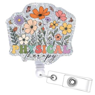 Imagem de Carretéis retráteis para crachá de fisioterapia - Porta-crachá cosmisun PT com clipe jacaré, porta-cartão de identificação, presentes de agradecimento para enfermeira, estudante de enfermagem, médico