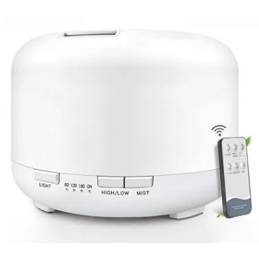 Imagem de AUXOM Umidificador 500ML Difusor de Aromas Aromatizador Ultrassônico Bivolt com Controle Remoto e Luz LED 7 Cores – Silencioso, Desligamento Automático – Para Casa, Quarto, Escritório (Branco)