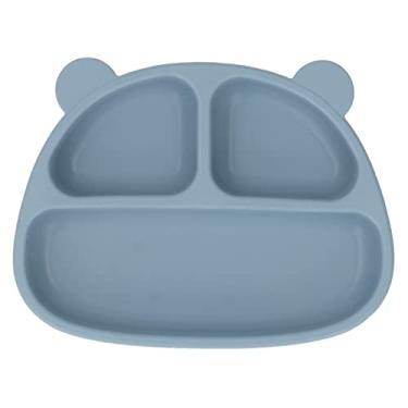 Imagem de Ainoli placa de silicone macio para crianças pequenas, sala de jantar em casa, desenho animado fofo em formato de urso, placa de sucção para lanches, frutas (Prato Único)