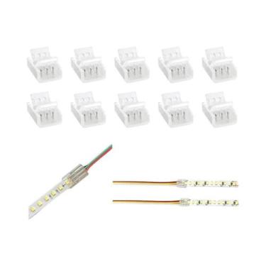 Imagem de Conector De Fita LED 10mm 3 Pinos 10 Peças Formato L/T Sem Solda Para 