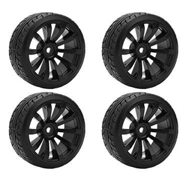 Imagem de Generic Pneu de Borracha Dura 1/10 RC Pneus Melhor Aderência e Manuseio Conjunto Preto para Tamiya TT02 On Road Drifting