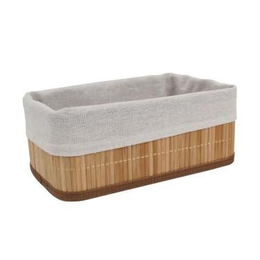 Imagem de Cesta Retangular em Bambu e Tecido em Poliéster L24,5Xp15Xa10Cm Dynasty - Full Fit