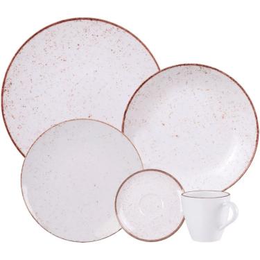 Imagem de Aparelho De Jantar E Chá Rustico Marrom Em Porcelana Com 20 Peças - Tramontina