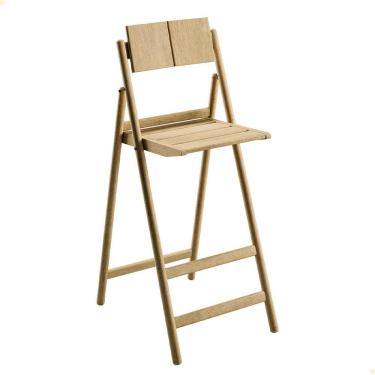 Imagem de Banqueta Dobrável Alta com Encosto Tramontina Bossa em Madeira Tauari Natural 13698080