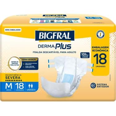 Imagem de Fralda Geriátrica Bigfral Derma Plus M 18 Unidades