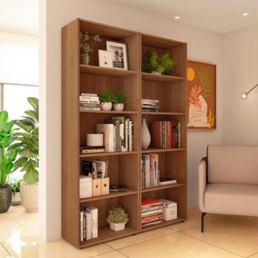 Imagem de Estante Para Livros Dupla Multy 10 Prateleiras Artely, Cinamomo