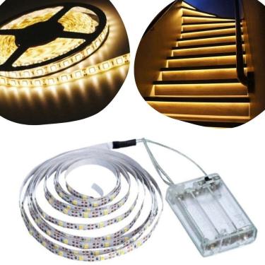 Imagem de Kit 18 Fios Fita LED Luz Amarela 120 Lâmpadas LED 2m À Pilha