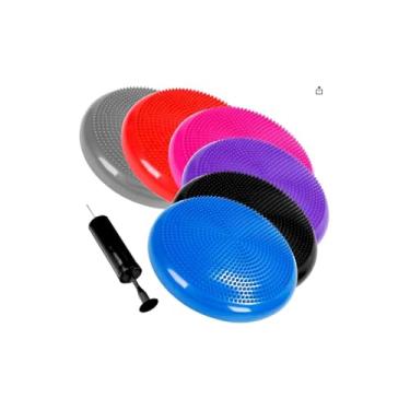 Imagem de Disco de Equilíbrio com Bomba de Ar, 33cm Diâmetro, PVC, Cinza, Suporta 100kg, para Treino Core e Reabilitação Física