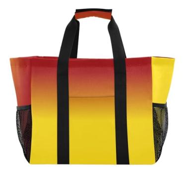 Imagem de Bolsa feminina de ginástica estética - Bolsa de praia dobrável impermeável à prova de areia laranja amarela gradiente bolsa de praia