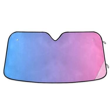 Imagem de Sombra de para-brisa de carro gradiente rosa azul, para-sol dobrável, proteção UV persiana dobrável de janela de carro, para carro, caminhão, SUV, acessórios de carro