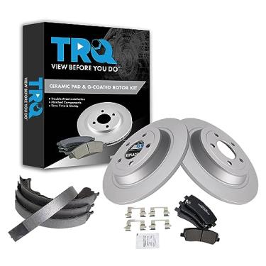 Imagem de TRQ Kit de pastilhas de freio e rotor de cerâmica traseira compatível com Ford Mustang 2018