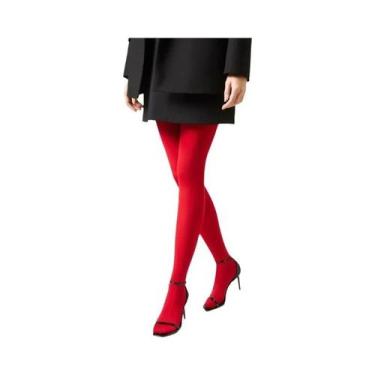 Imagem de Meia Calça Vintage Vermelha Feminina Slim Fit Y2k Elástica Para Primav