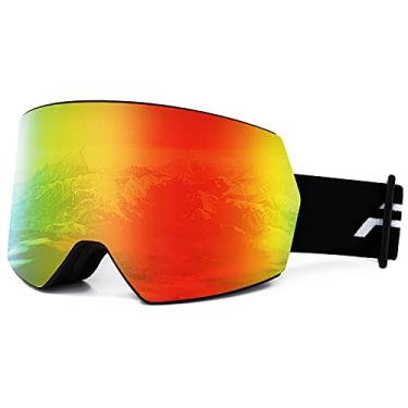 Imagem de AVV Óculos de esqui OTG anti-neblina proteção UV400 - capacete compatível para homens, mulheres, jovens, esqui, snowboard, vermelho