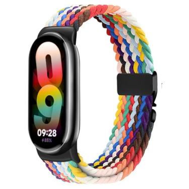 Imagem de Issinlky Pulseira trançada de nylon compatível com Xiao Mi Band 8/9/10, pulseira elástica de substituição para mulheres e homens