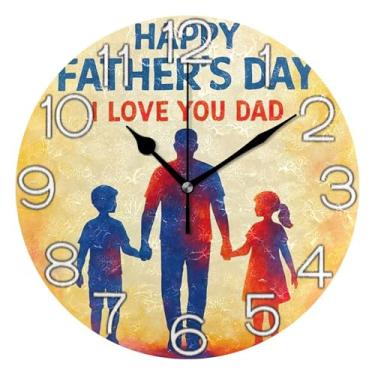 Imagem de GAIGEO Relógio de parede analógico decorativo quarto cozinha relógio estético silencioso sem tique-taque, sala de estar decoração de parede moderna, feliz dia dos pais vintage, 25 cm, ponteiros pretos