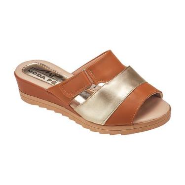 Imagem de Sandália Feminina Tamanco Regulável Anabela Super Conforto Moda Pé Cor