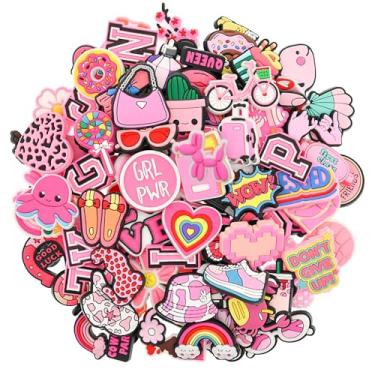 Imagem de Amuletos de sapatos, lindos acessórios de sapato rosa para adolescentes, meninas, adultas, lembrancinhas de festa, Rosa-100, 2-3.5cm