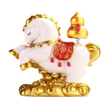 Imagem de KiBcsLic Escultura de Cavalo para Decoração de Mesa, Colecionável em Resina, Estatueta Chinesa de Feng Shui para Mesa, Quarto e Lareira, D