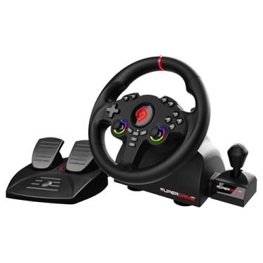 Imagem de SUBSONIC - Superdrive 220 RS-X Steering Wheel - Dual Joystick LED Racing Wheel with Gear Shifter, 180° Rotation, Pedals and Paddle Shifters. For Switch 2 / Switch, PS4, PC and Xbox - Black