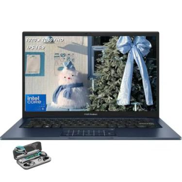 Imagem de ASUS Notebook Vivobook 14, tela LED IPS 1920 x 1080 (Full HD), Intel i5-120U, Deca-Core, 8 GB de RAM, SSD de 256 GB, HDMI, azul silencioso, Windows 11 Home no modo S, TWE fones de ouvido sem fio