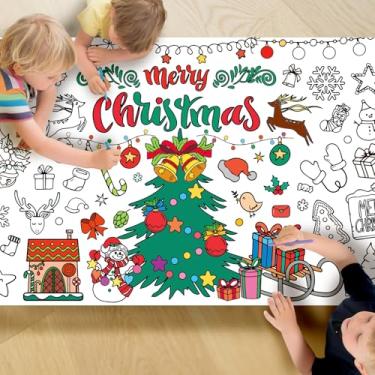 Imagem de Muswarm Toalhas de mesa para colorir de Natal, pôster gigante para colorir, decoração de Natal, artesanato, jogos/presentes (Natal 2)