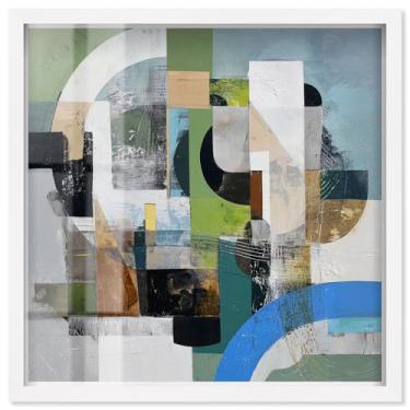 Imagem de Mosaic of Shapes II Shadowbox Print Modern Wall Art por Art Remedy, moldura branca, 63 x 63 cm