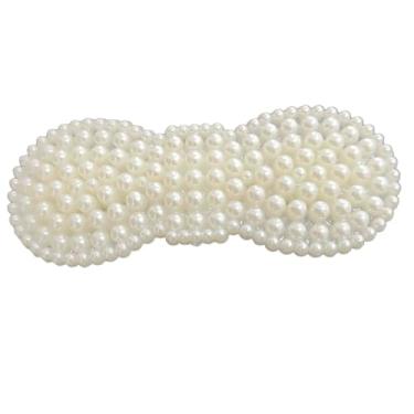 Imagem de Yinhing Presilhas de Cabelo de Pérola Falsa, Presilhas Laterais Elegantes, Acessórios de Cabelo Com Design Suave e Suave, para Mulheres, Meninas, Festa Diária de (Gravata borboleta grande com borda redonda)