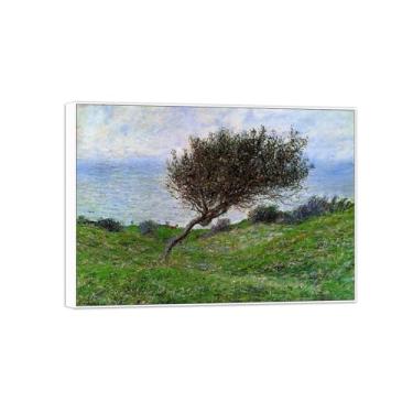 Imagem de Claude Monet Famosas Impressões em tela de parede prontas para pendurar - Coast at Trouville - Pintura com moldura branca para decoração de sala de estar 30 x 45 cm 12 x 18 pol