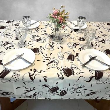 Imagem de Toalha de Mesa Oxford para 4 6 e 8 Cadeiras – Decoração Cozinha Festa e Jantar (Xicaras,4 lugares 1,45 x 1,45 metros)