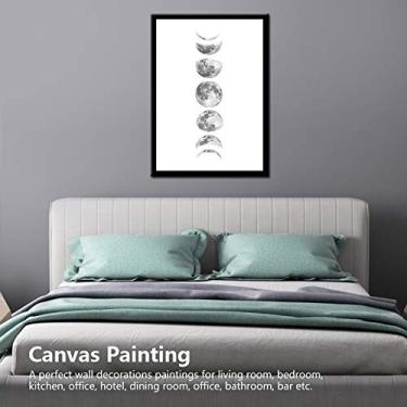 Imagem de GLOGLOW Pintura Em Tela de Fases da Lua de Arte de Parede, Arte de Parede de Alta Definição, 40x30cm, à Prova d'água, Pronta para Pendurar, para Sala de Estar, Quarto, Pintura de Escritório, Revestimento e Tratamento de Parede (Branco090-1)