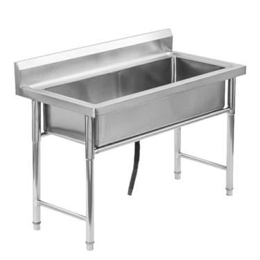 Imagem de Lavatório de cozinha comercial com torneira lava-louça exterior independente de aço inoxidável lava-louça lavandaria (100 x 50 x 80 cm/39,3 x 19,6 x 31,4 pol, Depth: 25 cm