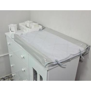 Imagem de Trocador De Cômoda Anatômico Americano Plastificado Cinza Com Branco -