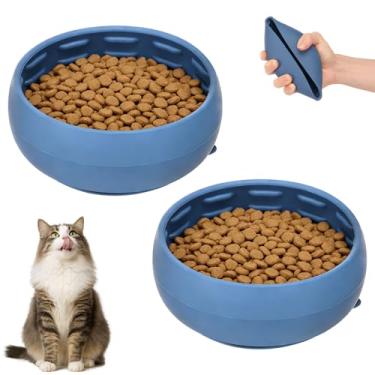 Imagem de 2 tigelas de silicone para cães de alimentação lenta para animais de estimação médios e pequenos comedouro para filhotes e gatos (azul, 2)