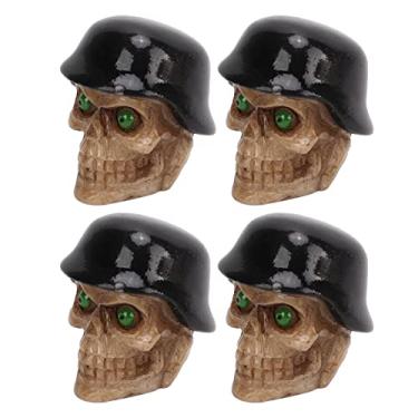 Imagem de Generic Tampas da Haste da Válvula do Pneu Tipo Caveira Com Conjunto de 4 Anéis de Borracha para Carros, Bicicletas, Caminhões, Suvs, para a Maioria Dos Veículos, ABS + Cobre (Preto)