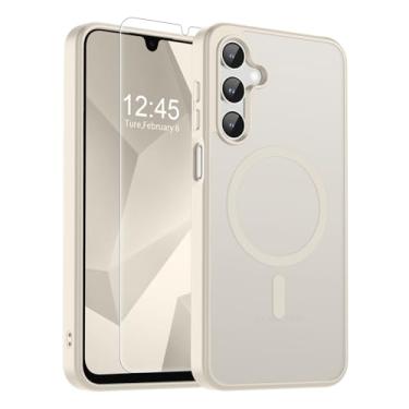 Imagem de SUPFINE Capa magnética para Samsung Galaxy A16 5G com protetor de tela, (compatível com MagSafe) (proteção contra quedas de grau militar), fina, translúcida, à prova de choque, pedra