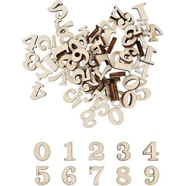 Imagem de 100 peças de números de madeira, números de 15 mm 0 a 9 para artesanato, pequenos blocos de números de madeira mistos para decoração de casamento em casa DIY