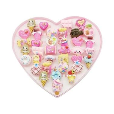 Imagem de Anéis De Dedo De Flor De Resina Rosa Para Crianças, 30 Peças, Atacado,