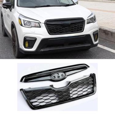 Imagem de Grelha decorativa para para-choques de carro, kit de carroceria, grade de corrida para para-choque dianteiro compatível com a peça externa Forester 2019-2021 (prata)