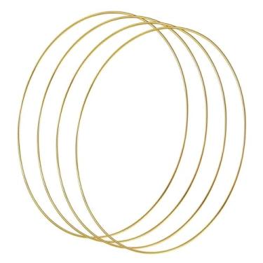 Imagem de YDJIANCAI 1 anel de guirlanda de metal, argola de macramê dourado para decoração floral de casamento, artesanato para pendurar na parede, suprimentos DIY (tamanho: 11 cm)