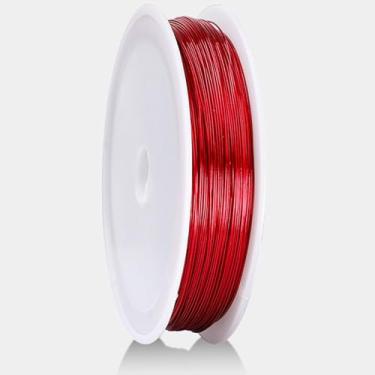 Imagem de Fio para artesanato de alumínio ultramacio de 0,4 mm, 1 rolo de fio de joias dobrável colorido de 50 m para arranjos florais, pulseiras DIY, escultura, miçangas e projetos de artesanato (cor: vermelho