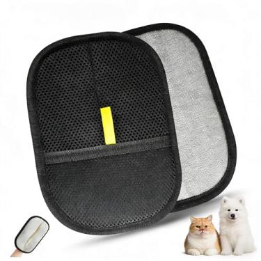 Imagem de 1 peça de luvas de remoção de pelos de animais de estimação com aderência ergonômica, ferramenta reutilizável de remoção de pelos de animais de estimação para gatos e cães, rolo de fiapos para móveis
