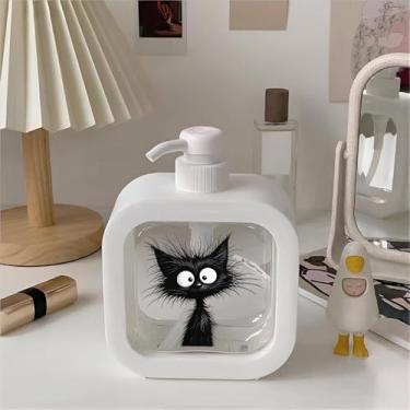 Imagem de 1 dispensador de sabão de plástico de 293 ml, perfeito para uso em pias de cozinha e decorações de banheiro. Feito de plástico. (Branco)