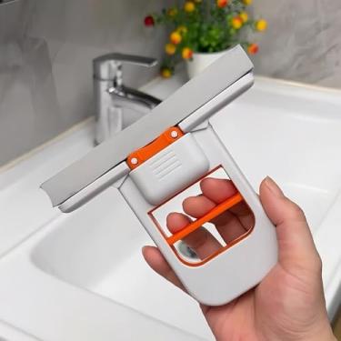 Imagem de Mini esfregão de plástico dobrável portátil para limpeza de mesa de cozinha, esfregão manual sem lavagem com cabeça de espuma, vem com 1 cabeça de espuma