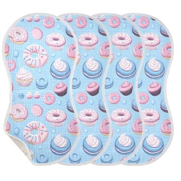 Imagem de Wassud Doughnuts Panos de musselina para arrotar bebê, 1 pacote com babadores de algodão, toalha de rosto absorventes e macios para arrotos para meninos e meninas recém-nascidos